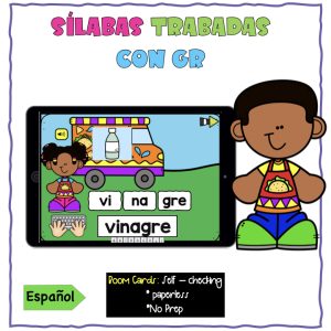 Boom Cards Sílabas trabadas con GR. Recurso con audio.