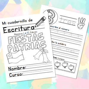 Cuadernillo escritura 1 al 10 - Fiestas Patrias Chile