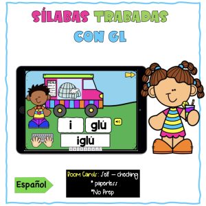 Boom Cards Sílabas trabadas con GL. Recurso con audio.
