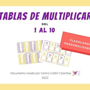 Tablas de multiplicar (1 al 10) Flashcards Personalizables