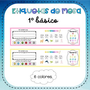 ETIQUETAS DE MESA KÍNDER Y 1º BÁSICO