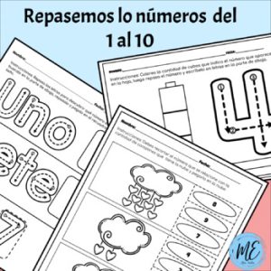 Repasa, recorta y pega los números del 1 al 10