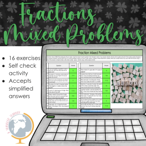 Fractions mixed problems St. Patrick's mystery puzzle