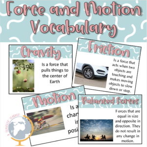 Force and motion vocabulary flash cards