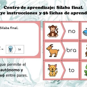 Identificar sílaba final - Centro de aprendizaje