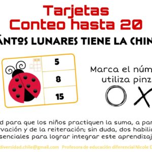 tarjetas Conteo hasta 20 ¿Cuántos lunares tiene la chinita?