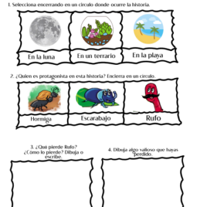 Ficha de comprensión lectora cuento "El bigote del gusano"