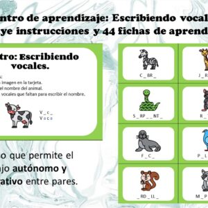 Escribiendo vocales - centro de aprendizaje