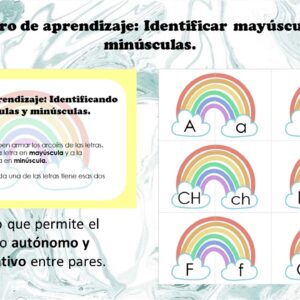Centro: Arcoíris de mayúsculas y minúsculas.