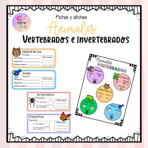 Fichas y Afiche de Animales Vertebrados e Invertebrados