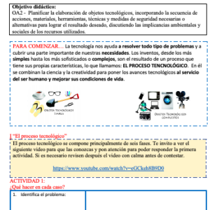 Tecnología- 5º básico- "Diseñar un objeto tecnológico para resolver un problema"