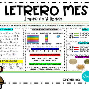 LETRERO DE MESA ABC - VALOR MONETARIO - SILABA TRABADA