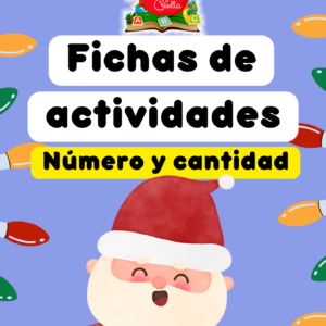 Fichas de actividades con números y cantidades (Navidad)