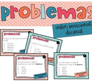 Valor posicional decimal tarjetas problemas