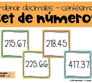 Ordenar decimales hasta las centésimas Set de números