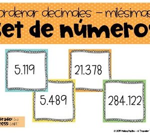 Ordenar decimales hasta las milésimas Set de números