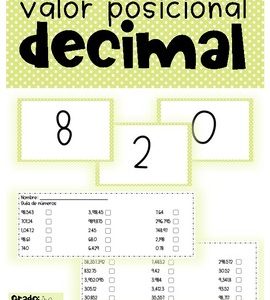 Valor posicional decimal set de números juego