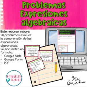 Expresiones algebraicas tarjetas problemas
