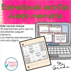 Expresiones escritas juego memoria