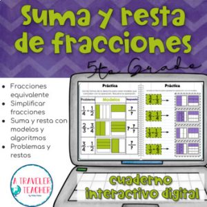 Suma y resta de fracciones cuaderno interactivo digital