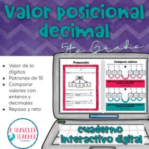 Valor posicional decimal cuaderno interactivo digital