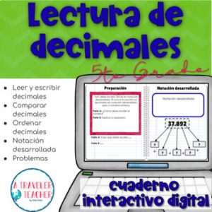 Lectura de decimales cuaderno interactivo digital