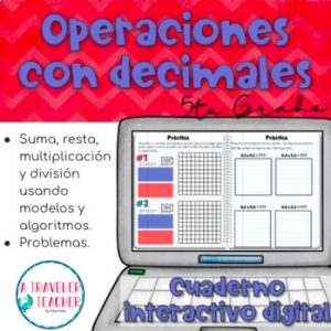 Operaciones con decimales cuaderno interactivo digital