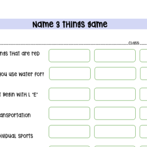 Game: Name 3 things