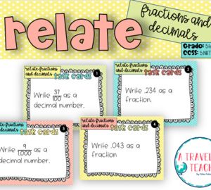 Relate fractions and decimals task cards