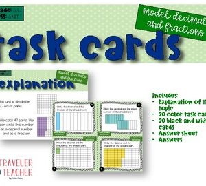 Model decimals and fractions task cards and explanation