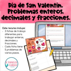 Día de San Valentín. Problemas enteros, decimales y fracciones