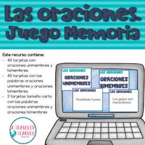 Las Oraciones Juego Memoria (Memory Game Complete Sentences in Spanish)
