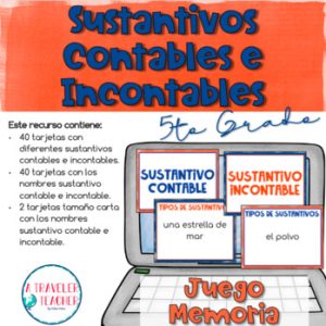 Los Sustantivos Contables e Incontables Juego Memoria (Nouns)