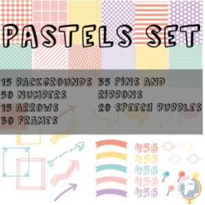 Pastels Set Digital papers, frames, boarders and more