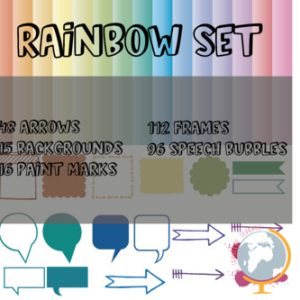 Rainbow set Digital papers, frames, boarders and more