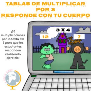 Tablas de multiplicar: tabla del 3. Responde con tu cuerpo Halloween