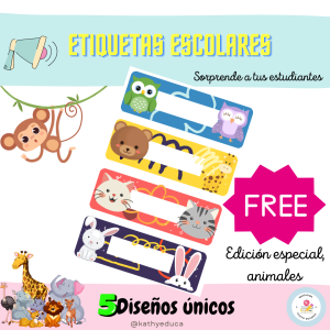 Etiquetas Escolares Edición Especial de animales