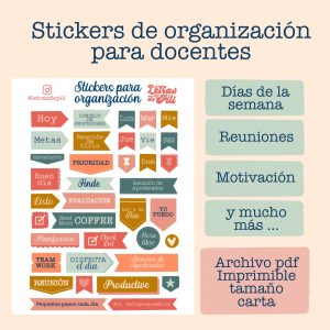 Stickers de organización para docentes