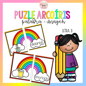 Centro lectoescritura: puzle de arcoiris. Palabras con D