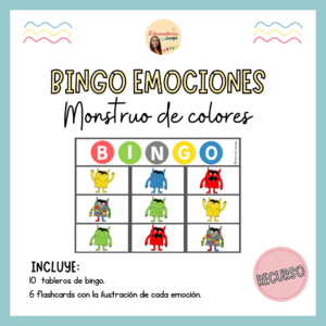 Bingo emociones - Monstruo de colores de Ana Llenas.