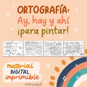 Cuadernillo Ortografía para colorear Hay, ay y ahí