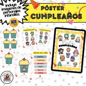 • Póster de cumpleaños• (Incluye a personajes infantiles)