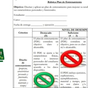 Rúbrica Plan de Entrenamiento (Educación Física)