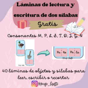 Lectura y escritura de dos sílabas