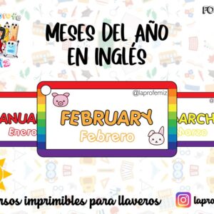 MESES DEL AÑO EN INGLÉS IMPRIMIBLE PARA LLAVERO