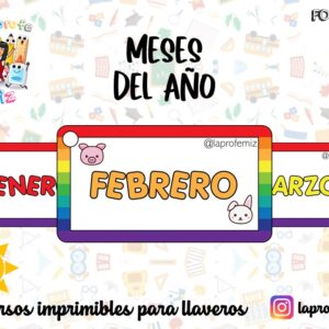 MESES DEL AÑO IMPRIMIBLE PARA LLAVERO.
