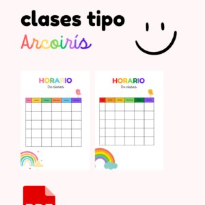 Horario de clases tipo arcoirís