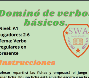 Dominó Verbos Básicos Español. Español para Extranjeros. Nivel A1 (Presente. Verbos Regulares)