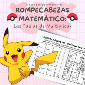 Rompecabezas POKEMON Tablas de multiplicar 1 al 9