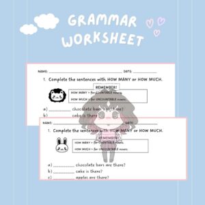 Grammar Worksheet (HOW MANY/HOW MUCH) / Guía de gramática